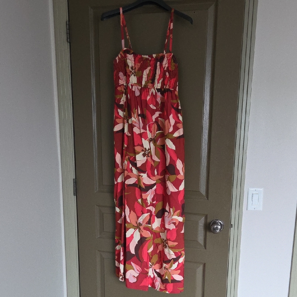 A New Day Floral Maxi Dress - Red and Pink